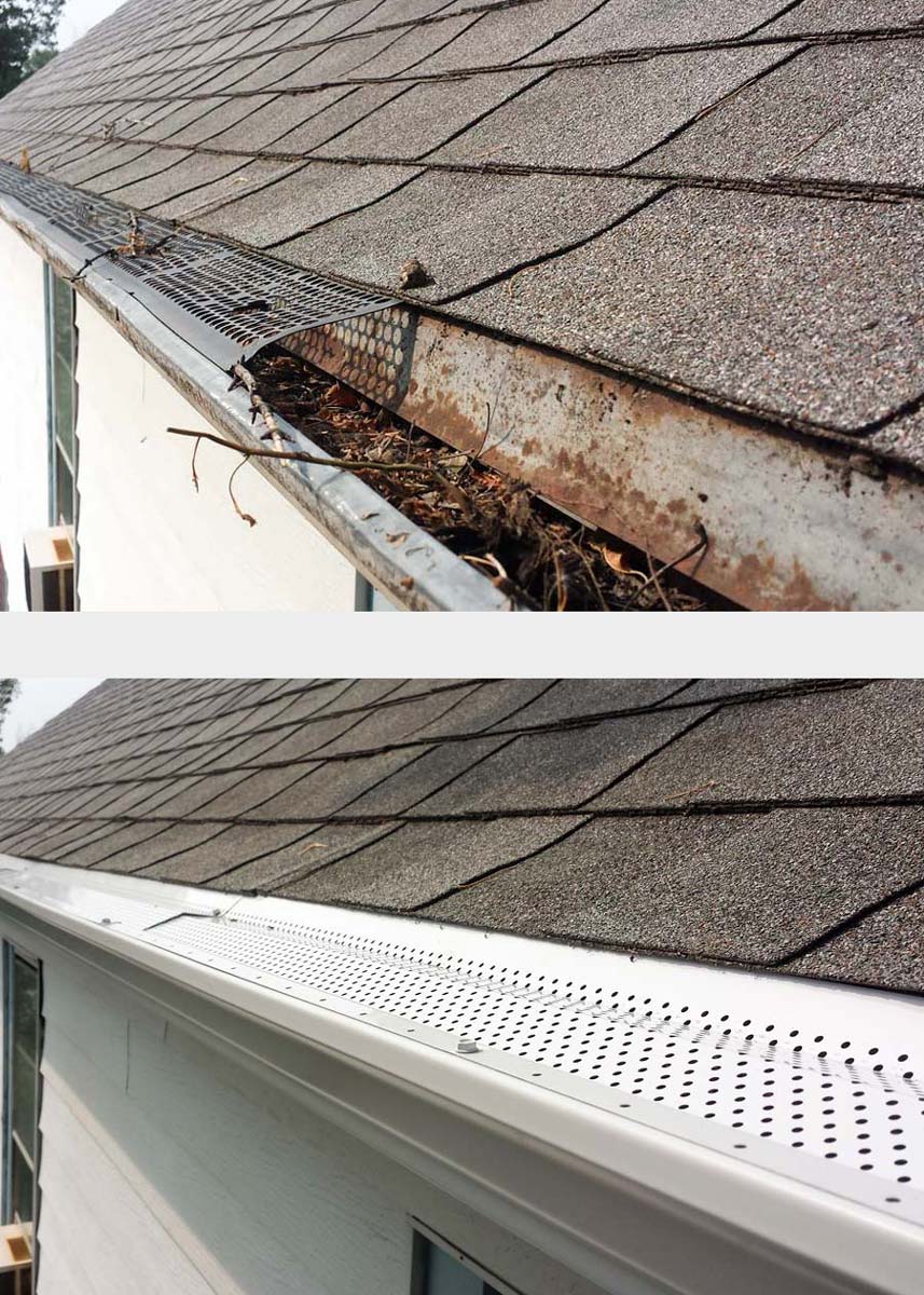 clogged gutter w/bad covers